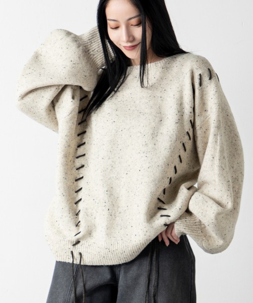 MILLION CARATS（ミリオンカラッツ）の「チョコチップ編み上げニット（ニット/セーター・レディース・ブラウン/ベージュ・FREE）」の2枚目の写真