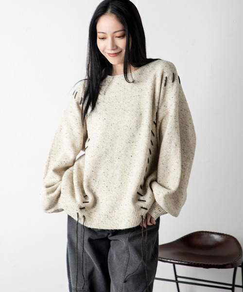 MILLION CARATS（ミリオンカラッツ）の「チョコチップ編み上げニット（ニット/セーター・レディース・ブラウン/ベージュ・FREE）」の17枚目の写真