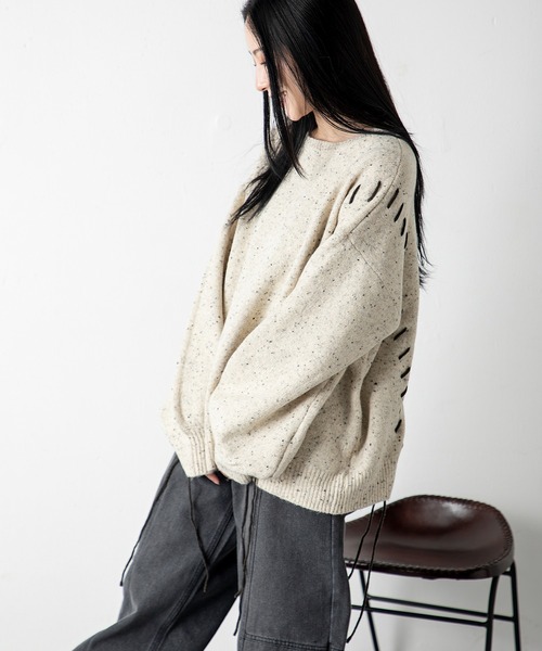 MILLION CARATS（ミリオンカラッツ）の「チョコチップ編み上げニット（ニット/セーター・レディース・ブラウン/ベージュ・FREE）」の11枚目の写真