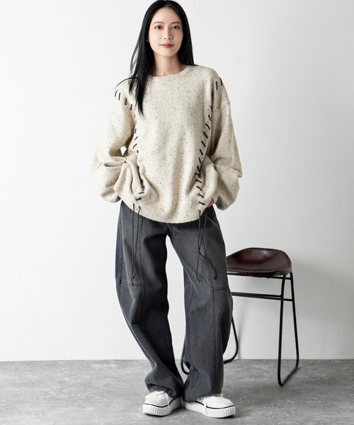 MILLION CARATS（ミリオンカラッツ）の「チョコチップ編み上げニット（ニット/セーター・レディース・ブラウン/ベージュ・FREE）」の13枚目の写真