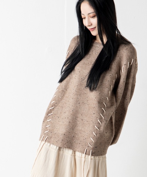 MILLION CARATS（ミリオンカラッツ）の「チョコチップ編み上げニット（ニット/セーター・レディース・ブラウン/ベージュ・FREE）」の7枚目の写真