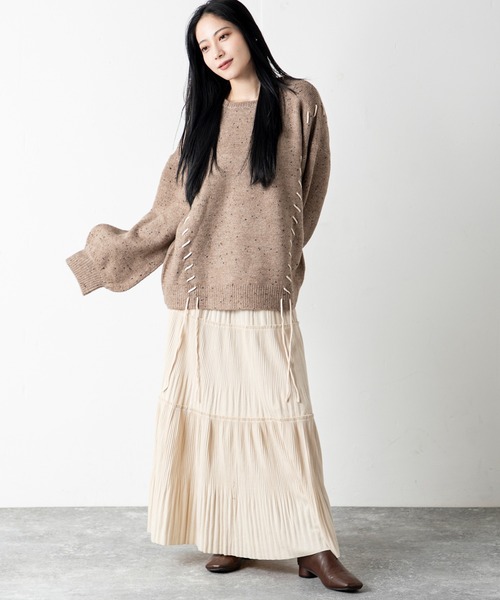 MILLION CARATS（ミリオンカラッツ）の「チョコチップ編み上げニット（ニット/セーター・レディース・ブラウン/ベージュ・FREE）」の8枚目の写真