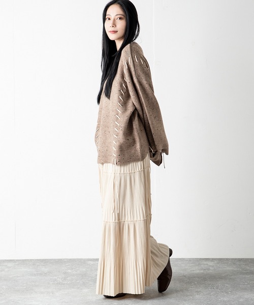 MILLION CARATS（ミリオンカラッツ）の「チョコチップ編み上げニット（ニット/セーター・レディース・ブラウン/ベージュ・FREE）」の9枚目の写真