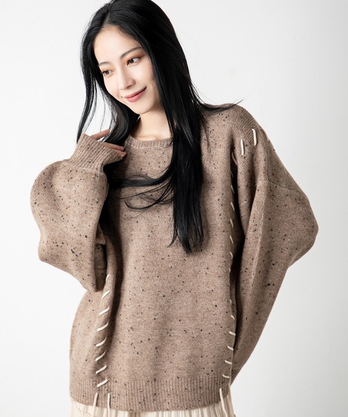 MILLION CARATS（ミリオンカラッツ）の「チョコチップ編み上げニット（ニット/セーター・レディース・ブラウン/ベージュ・FREE）」の10枚目の写真