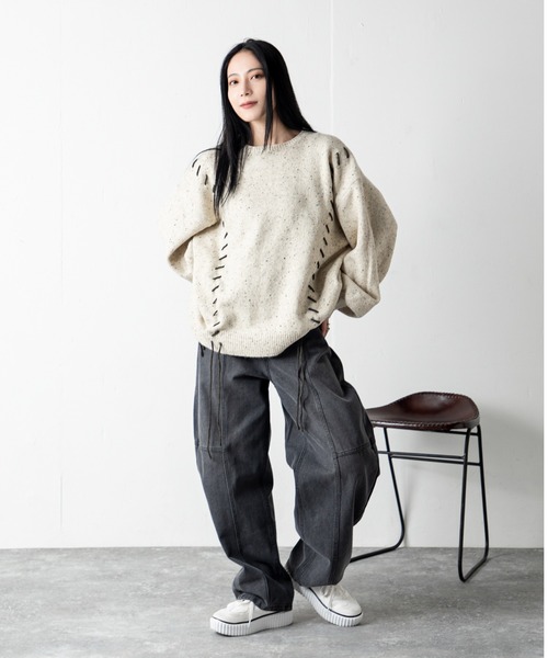 MILLION CARATS（ミリオンカラッツ）の「チョコチップ編み上げニット（ニット/セーター・レディース・ブラウン/ベージュ・FREE）」の6枚目の写真