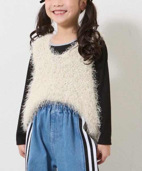 CIAOPANIC TYPY（チャオパニックティピー）の「【2025年S/S新作】【KIDS】クロップド丈シャギーニットベスト（ベスト・キッズ・イエロー/ピンク/ライトグレー・XX-LARGE/X-LARGE/LARGE/MEDIUM）」の22枚目の写真