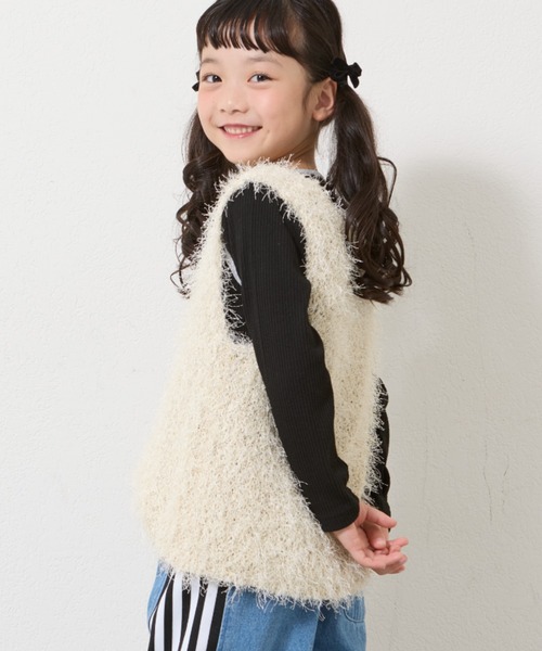 CIAOPANIC TYPY（チャオパニックティピー）の「【2025年S/S新作】【KIDS】クロップド丈シャギーニットベスト（ベスト・キッズ・イエロー/ピンク/ライトグレー・XX-LARGE/X-LARGE/LARGE/MEDIUM）」の21枚目の写真
