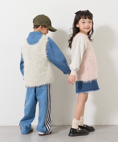 CIAOPANIC TYPY（チャオパニックティピー）の「【2025年S/S新作】【KIDS】クロップド丈シャギーニットベスト（ベスト・キッズ・イエロー/ピンク/ライトグレー・XX-LARGE/X-LARGE/LARGE/MEDIUM）」の6枚目の写真