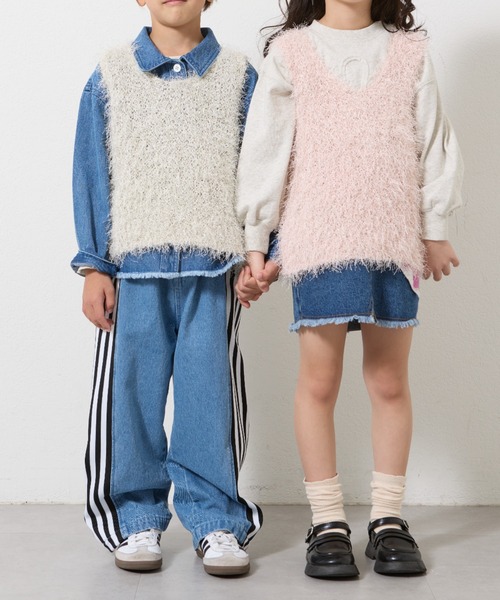 CIAOPANIC TYPY（チャオパニックティピー）の「【2025年S/S新作】【KIDS】クロップド丈シャギーニットベスト（ベスト・キッズ・イエロー/ピンク/ライトグレー・XX-LARGE/X-LARGE/LARGE/MEDIUM）」の10枚目の写真