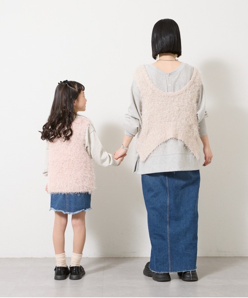 CIAOPANIC TYPY（チャオパニックティピー）の「【2025年S/S新作】【KIDS】クロップド丈シャギーニットベスト（ベスト・キッズ・イエロー/ピンク/ライトグレー・XX-LARGE/X-LARGE/LARGE/MEDIUM）」の8枚目の写真