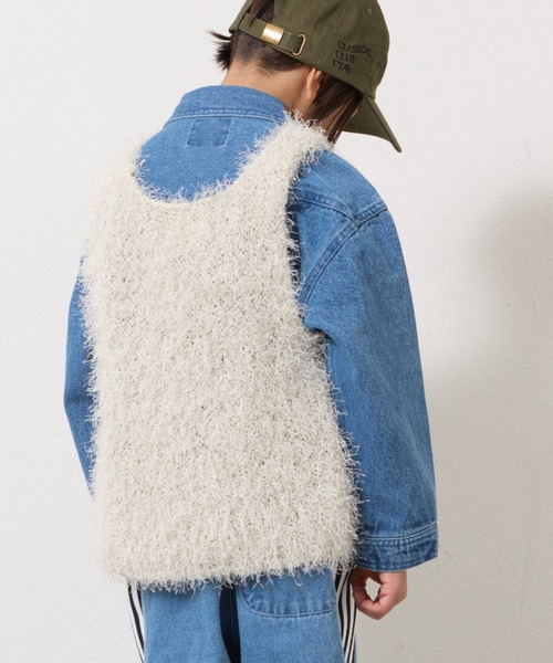 CIAOPANIC TYPY（チャオパニックティピー）の「【2025年S/S新作】【KIDS】クロップド丈シャギーニットベスト（ベスト・キッズ・イエロー/ピンク/ライトグレー・XX-LARGE/X-LARGE/LARGE/MEDIUM）」の15枚目の写真