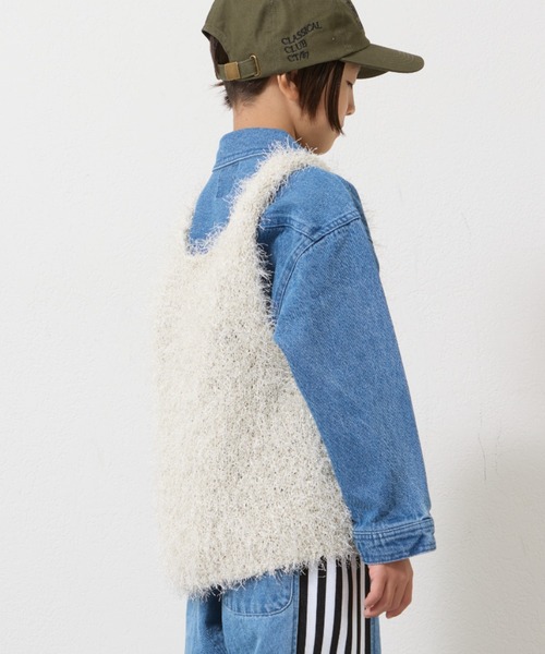 CIAOPANIC TYPY（チャオパニックティピー）の「【2025年S/S新作】【KIDS】クロップド丈シャギーニットベスト（ベスト・キッズ・イエロー/ピンク/ライトグレー・XX-LARGE/X-LARGE/LARGE/MEDIUM）」の14枚目の写真