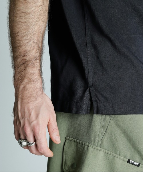 schott(ショット)の「Schott/ショット/CR PLAIN SHIRT/コットン レーヨン プレーンシャツ(シャツ/ブラウス・メンズ・ブラック/サックスブルー/オレンジ/クリーム・2XL/XL/L/M)」の11枚目の写真