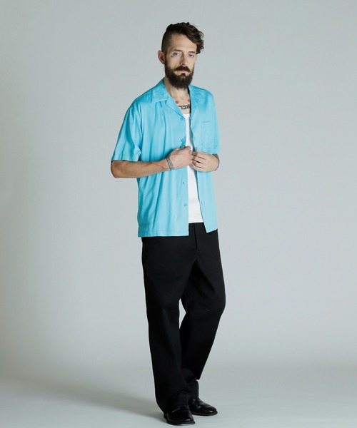 schott(ショット)の「Schott/ショット/CR PLAIN SHIRT/コットン レーヨン プレーンシャツ(シャツ/ブラウス・メンズ・ブラック/サックスブルー/オレンジ/クリーム・2XL/XL/L/M)」の14枚目の写真