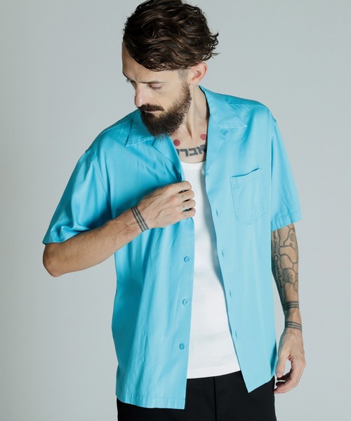 schott(ショット)の「Schott/ショット/CR PLAIN SHIRT/コットン レーヨン プレーンシャツ(シャツ/ブラウス・メンズ・ブラック/サックスブルー/オレンジ/クリーム・2XL/XL/L/M)」の6枚目の写真