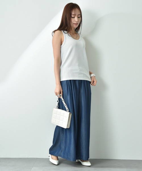 INTERPLANET（インタープラネット）の「ラメテレコタンク（タンクトップ・レディース・オフホワイト/グレイッシュブルー/ブラック・FREE）」の5枚目の写真