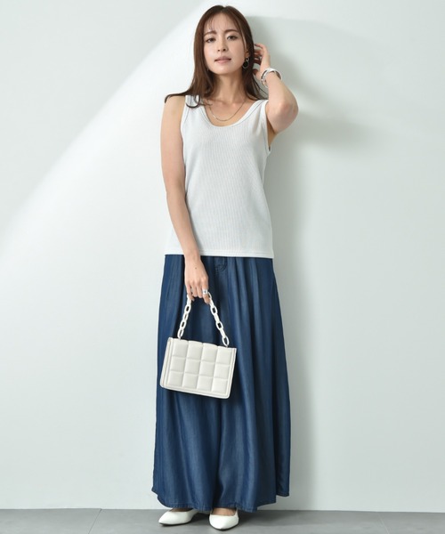 INTERPLANET（インタープラネット）の「ラメテレコタンク（タンクトップ・レディース・オフホワイト/グレイッシュブルー/ブラック・FREE）」の6枚目の写真