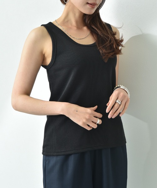 INTERPLANET（インタープラネット）の「ラメテレコタンク（タンクトップ・レディース・オフホワイト/グレイッシュブルー/ブラック・FREE）」の20枚目の写真