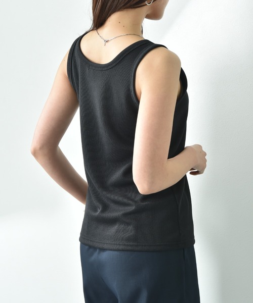 INTERPLANET（インタープラネット）の「ラメテレコタンク（タンクトップ・レディース・オフホワイト/グレイッシュブルー/ブラック・FREE）」の21枚目の写真