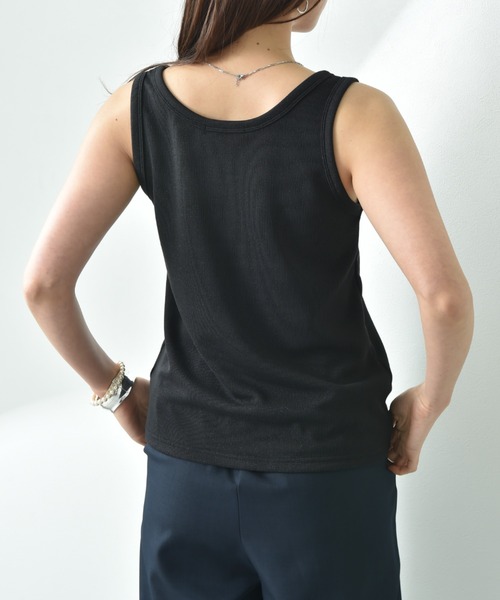 INTERPLANET（インタープラネット）の「ラメテレコタンク（タンクトップ・レディース・オフホワイト/グレイッシュブルー/ブラック・FREE）」の22枚目の写真