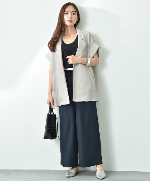 INTERPLANET（インタープラネット）の「ラメテレコタンク（タンクトップ・レディース・オフホワイト/グレイッシュブルー/ブラック・FREE）」の18枚目の写真