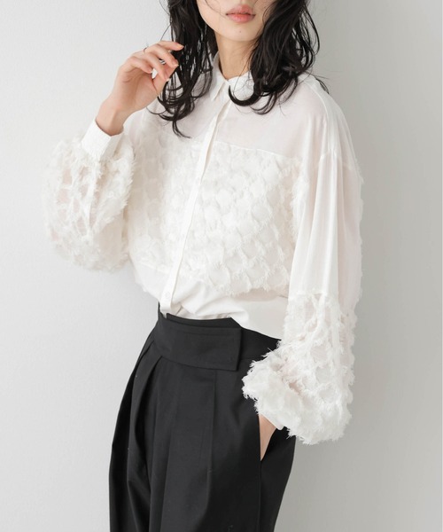 SUGAR BISKET（シュガービスケット）の「フリンジシアーシャツ（シャツ/ブラウス・レディース・ホワイト/ブラック・フリー）」の3枚目の写真