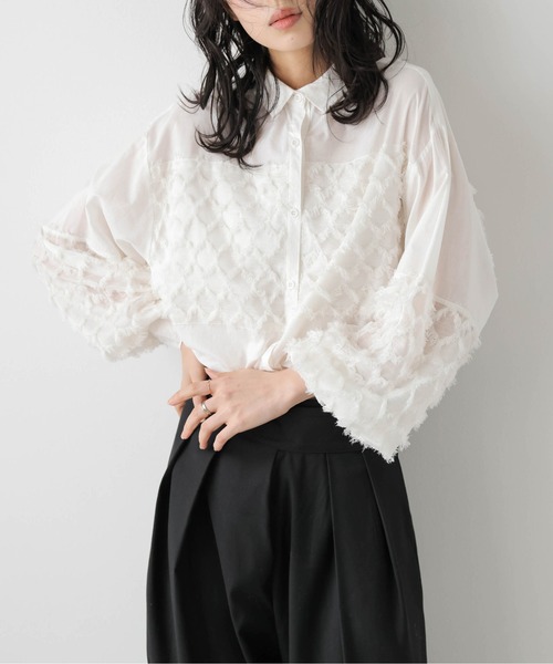 SUGAR BISKET（シュガービスケット）の「フリンジシアーシャツ（シャツ/ブラウス・レディース・ホワイト/ブラック・フリー）」の5枚目の写真