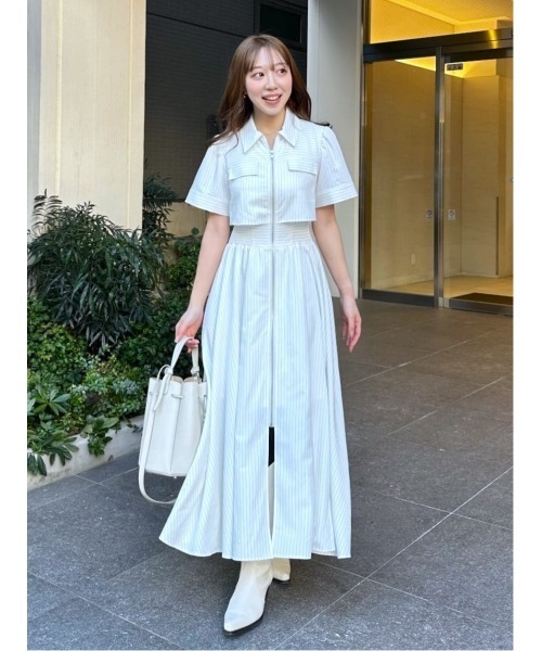 バストフレアワンピース 半袖 夏服（ワンピース）｜rienda