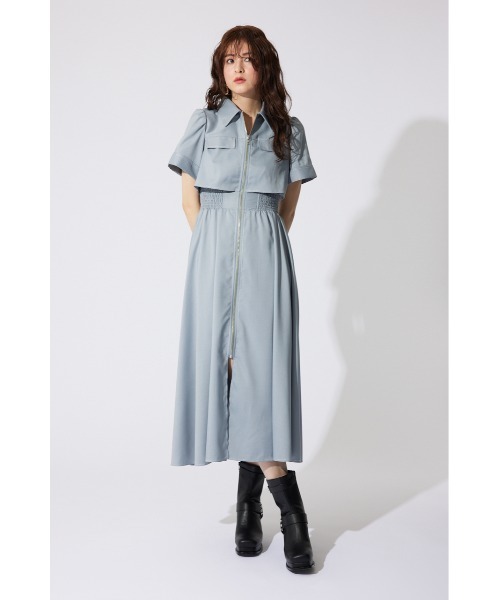 rienda バストフレアワンピース 半袖 夏服 M バストフレアワンピース 半袖 夏服（ワンピース）｜rienda