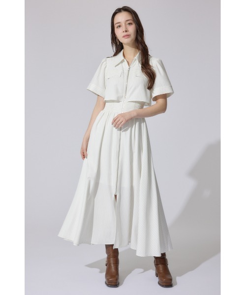 バストフレアワンピース 半袖 夏服（ワンピース）｜rienda
