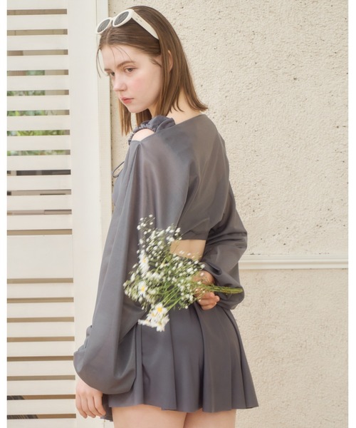 mellowneon（メロウネオン）の「ボレロセットギャザー水着（水着・レディース・ブラック/アイボリー/チャコールグレー・FREE）」の15枚目の写真