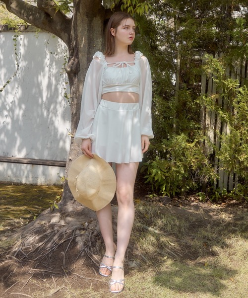 mellowneon（メロウネオン）の「ボレロセットギャザー水着（水着・レディース・ブラック/アイボリー/チャコールグレー・FREE）」の9枚目の写真