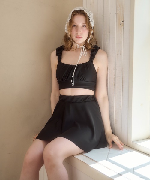 mellowneon（メロウネオン）の「ボレロセットギャザー水着（水着・レディース・ブラック/アイボリー/チャコールグレー・FREE）」の18枚目の写真