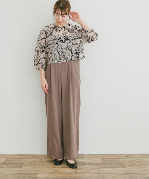 ITEMS URBANRESEARCH(アイテムズ アーバンリサーチ)の「チュールトップス×オールインワンセット(サロペット/オーバーオール・レディース・ベージュ/ブラック・FREE)」の4枚目の写真