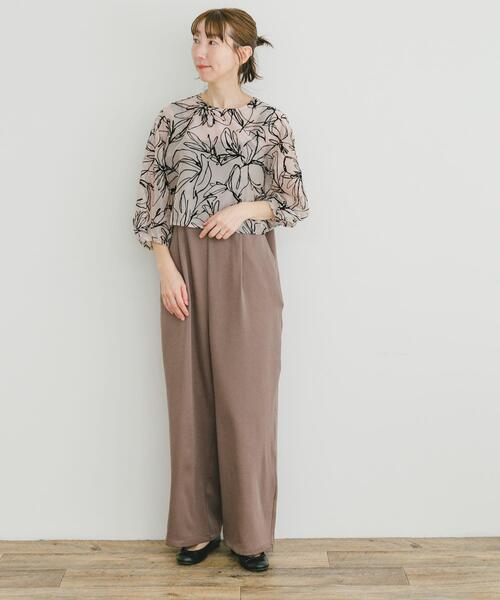 ITEMS URBANRESEARCH(アイテムズ アーバンリサーチ)の「チュールトップス×オールインワンセット(サロペット/オーバーオール・レディース・ベージュ/ブラック・FREE)」の5枚目の写真