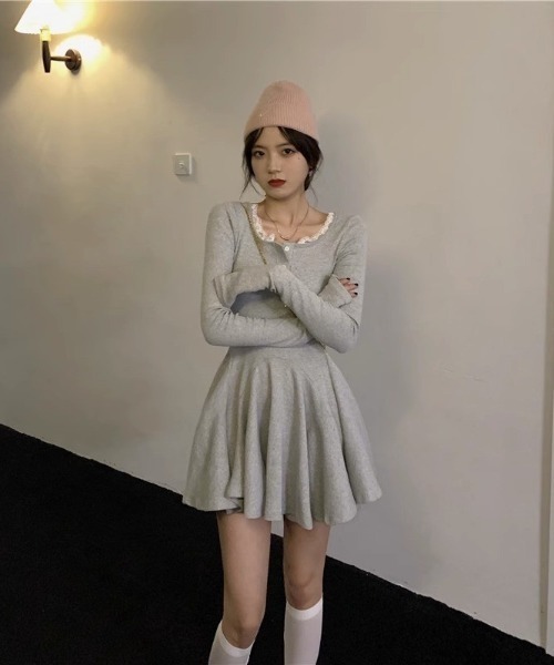 almo(アルモ)の「【LAMPOON】カットソーフレアワンピース(ワンピース・レディース・ブラック/グレー・FREE)」の12枚目の写真