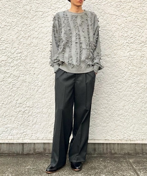 LOVELESS(ラブレス)の「バーティカルカットジャカードプルオーバー(ニット/セーター・メンズ・オフホワイト/ブラック/グレー系その他・L/M)」の4枚目の写真