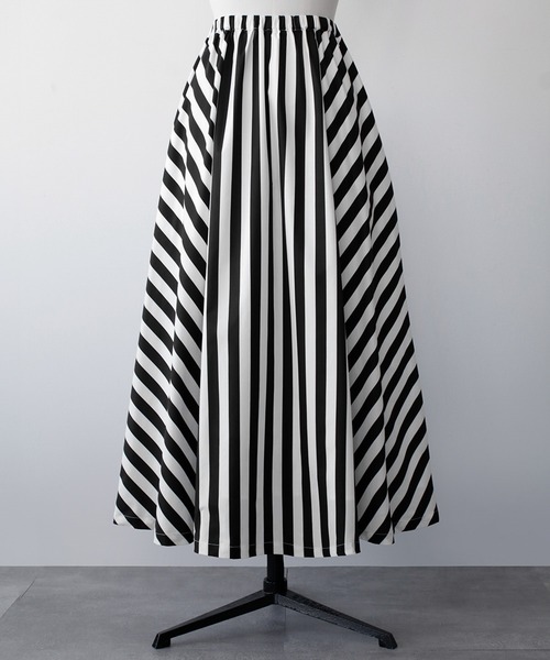 ストライプフレアロングスカート（スカート）｜ELFRANK（エルフランク