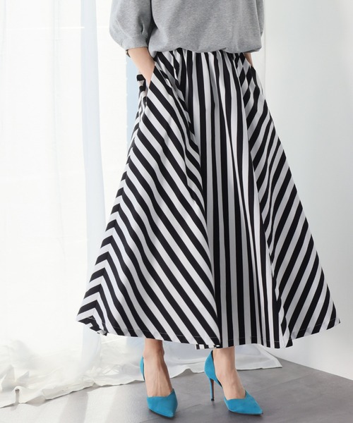 ストライプフレアロングスカート（スカート）｜ELFRANK（エルフランク
