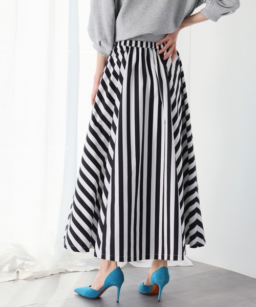 ストライプフレアロングスカート（スカート）｜ELFRANK（エルフランク