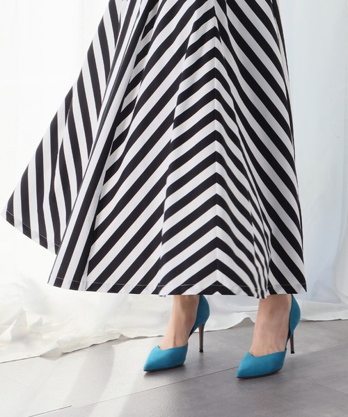 ストライプフレアロングスカート（スカート）｜ELFRANK（エルフランク