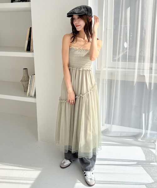 Heather（ヘザー）の「シアーシャーリングキャミワンピース 323371