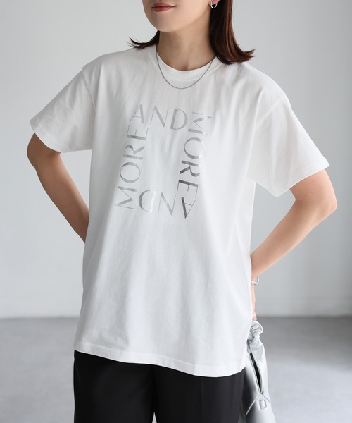 Riberry(リベリー)の「スクエアロゴプリント半袖Tシャツ(Tシャツ/カットソー・レディース・ブラック×ホワイト/ホワイト×ブラック/ホワイト×シルバー/グレー系・FREE)」の22枚目の写真