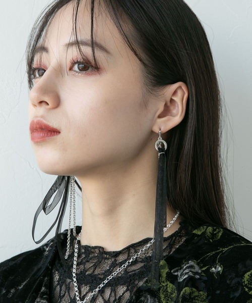 HARE（ハレ）の「チュールリボンピアス(HARE)（ピアス（両耳用）・レディース・ブラック/ライトグレー・FREE）」の18枚目の写真