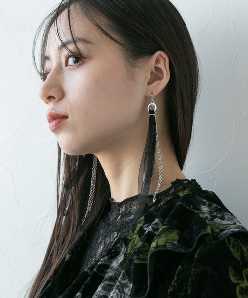 HARE（ハレ）の「チュールリボンピアス(HARE)（ピアス（両耳用）・レディース・ブラック/ライトグレー・FREE）」の21枚目の写真