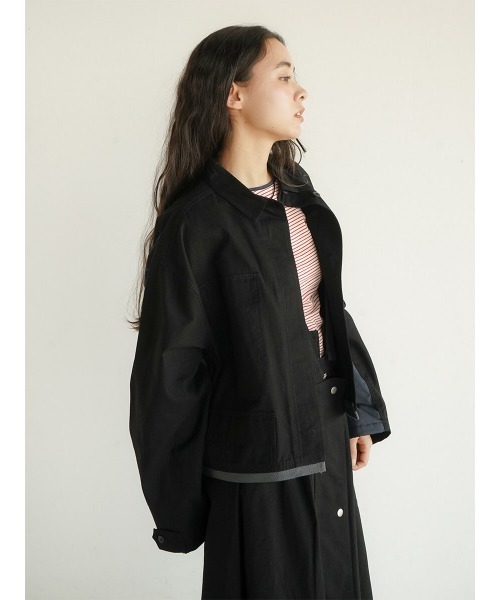 FIKA.(フィーカ)の「Bicolor sleeve military jacket(ミリタリージャケット・レディース・ブラック/カーキ/グレー系その他3・FREE)」の5枚目の写真