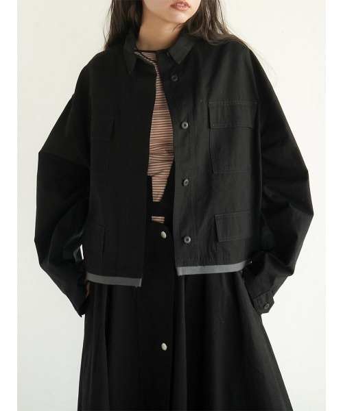 FIKA.(フィーカ)の「Bicolor sleeve military jacket(ミリタリージャケット・レディース・ブラック/カーキ/グレー系その他3・FREE)」の6枚目の写真