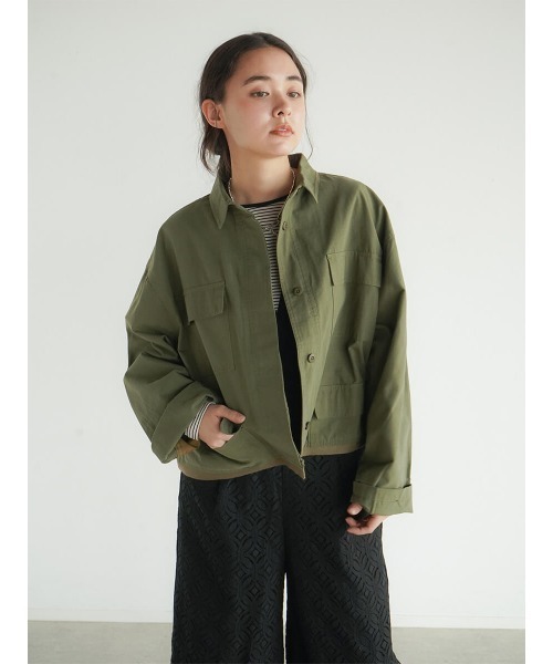 FIKA.(フィーカ)の「Bicolor sleeve military jacket(ミリタリージャケット・レディース・ブラック/カーキ/グレー系その他3・FREE)」の16枚目の写真