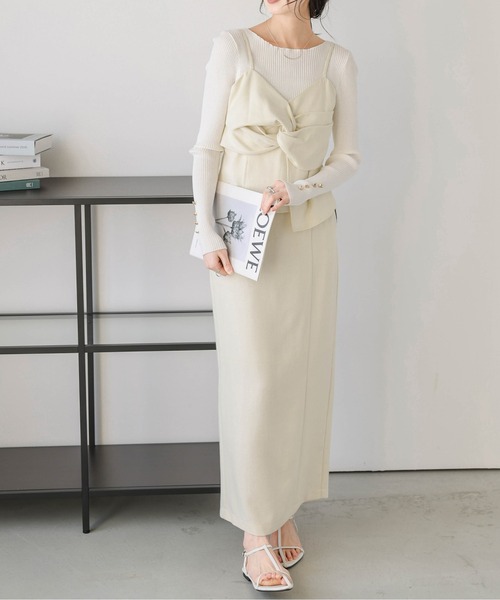 AMELY（エミリー）の「リボンビスチェセットアップ（セットアップ・レディース・ブラック/アイボリー/グレー・M/L）」の6枚目の写真
