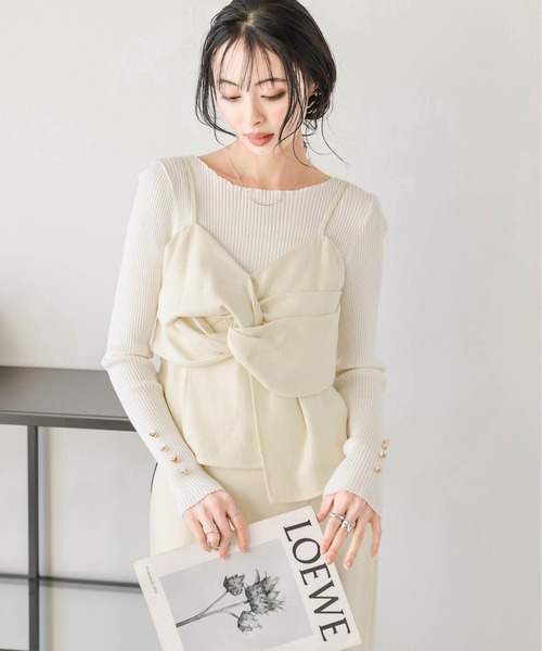 AMELY（エミリー）の「リボンビスチェセットアップ（セットアップ・レディース・ブラック/アイボリー/グレー・M/L）」の4枚目の写真